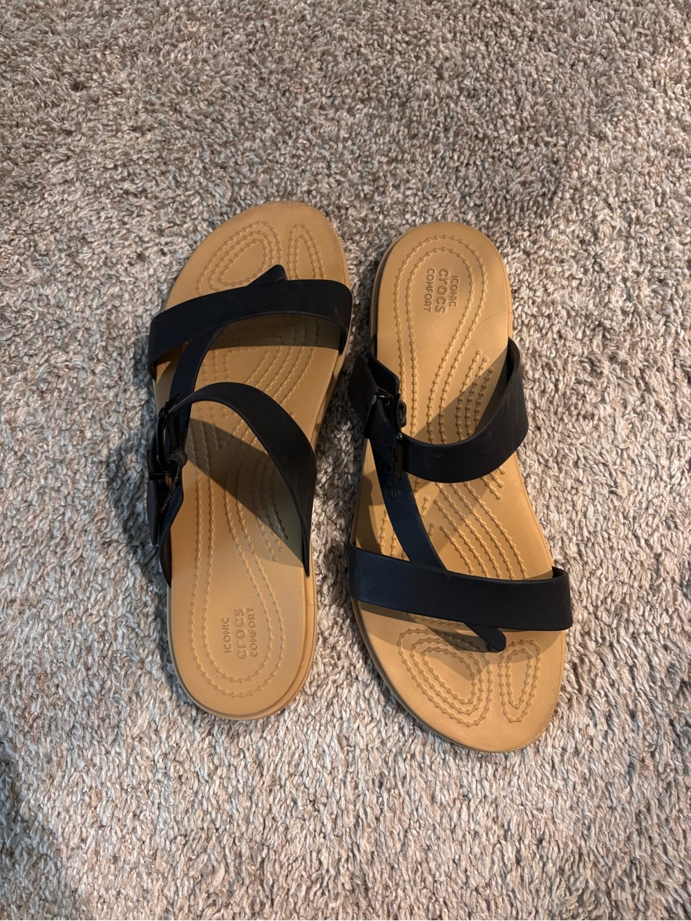 Black Strappy Sandals - Comfort Footbed